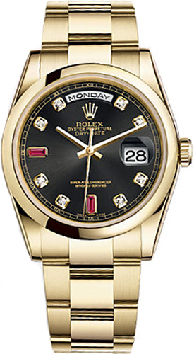 replique Rolex Day-Date 36 cadran noir 118208