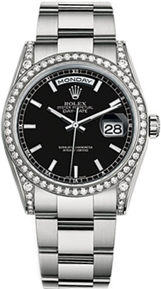 replique Rolex Day-Date 36 cadran noir Oyster President Montre en or 118389