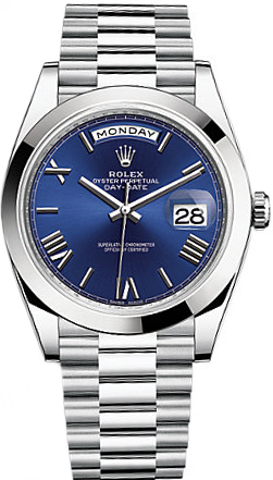 replique Rolex Day-Date 40 Montre à cadran bleu platine pour homme 228206