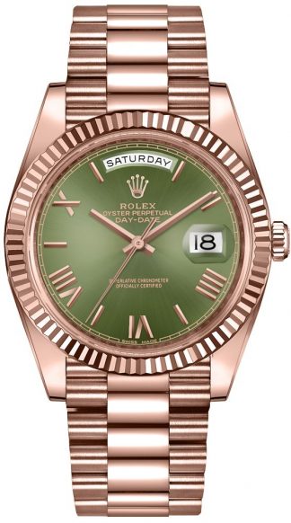 replique Rolex Day-Date 40 cadran vert montre en or rose 228235