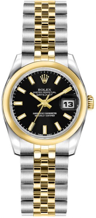 replique Rolex Lady-Datejust 26 Black Dial Watch 179163