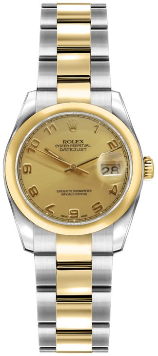 replique Rolex Lady-Datejust 26 Champagne Dial Diamond Watch 179163