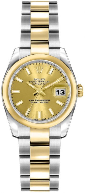 replique Rolex Lady-Datejust 26 Champagne Dial Gold & Steel Watch 179163