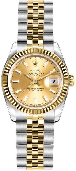 replique Rolex Lady-Datejust 26 Champagne Dial Jubilee Bracelet Women's Watch 179173