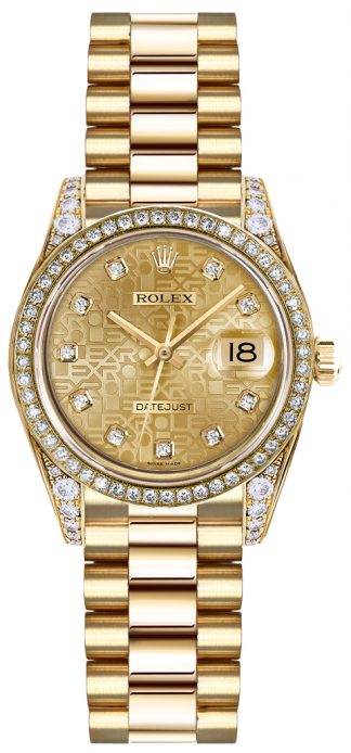 replique Rolex Lady-Datejust 26 Gold Diamond Watch 179158