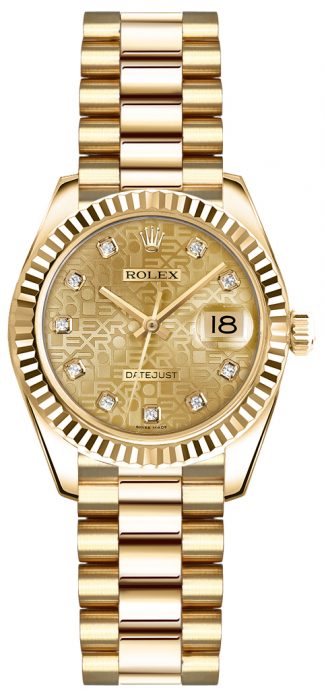 replique Rolex Lady-Datejust 26 Gold Diamond Watch 179178