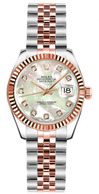 replique Rolex Lady-Datejust 26 Mother of Pearl Diamond Dial Watch 179171