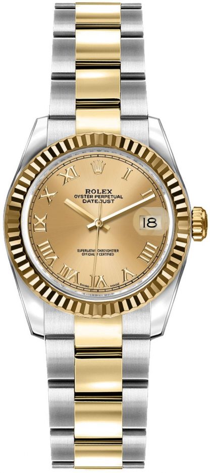 replique Rolex Lady-Datejust 26 Oyster Bracelet Roman Numeral Dial Watch 179173