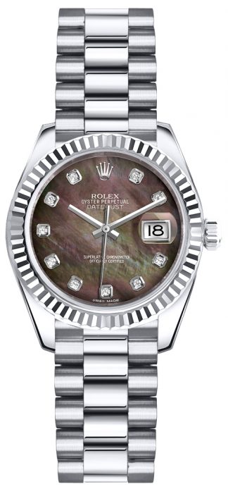 replique Rolex Lady-Datejust 26 President Bracelet Diamond Gold Watch 179179