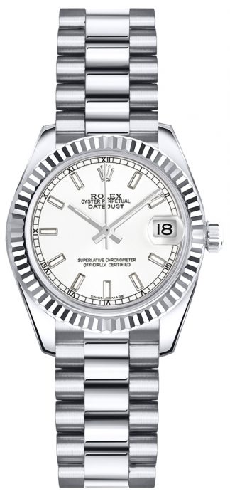 replique Rolex Lady-Datejust 26 President Bracelet cadran blanc Montre 179179