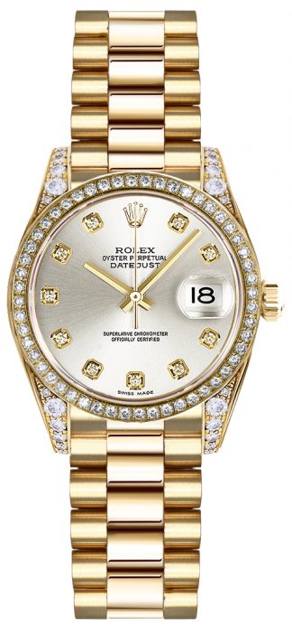 replique Rolex Lady-Datejust 26 Silver Diamond Watch 179158