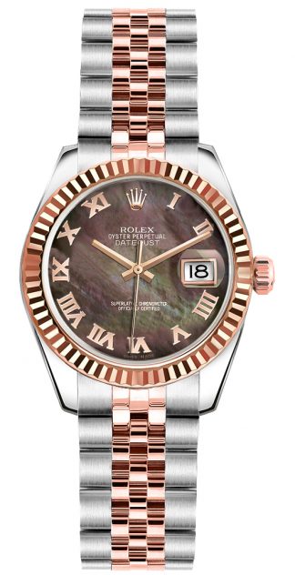 replique Rolex Lady-Datejust 26 Solid 18K Rose Gold & Steel Watch 179171