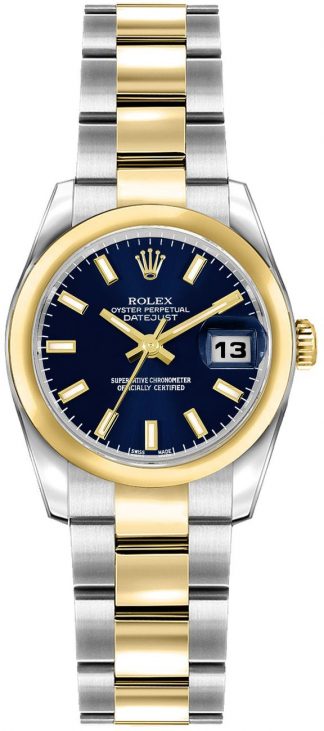 replique Rolex Lady-Datejust 26 Steel & Rose Gold Blue Dial Watch 179163