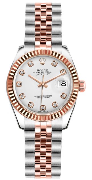 replique Rolex Lady-Datejust 26 White Diamond Dial Watch 179171