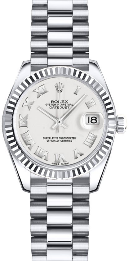 replique Rolex Lady-Datejust 26 cadran blanc à chiffres romains 179179