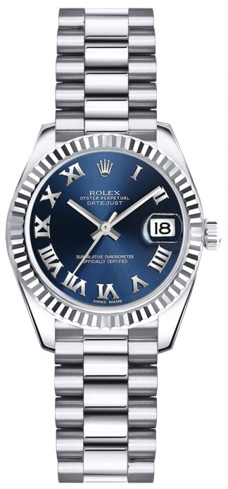 replique Rolex Lady-Datejust 26 cadran bleu chiffres romains 179179