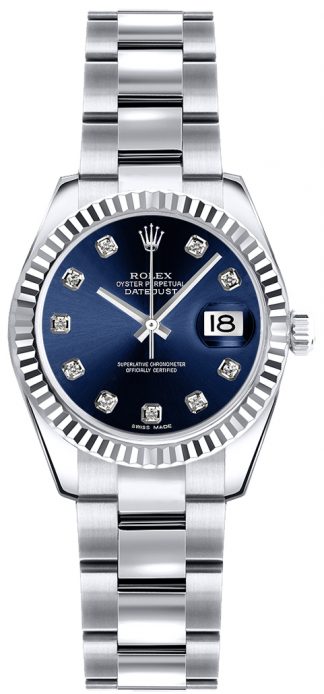 replique Rolex Lady-Datejust 26 cadran bleu diamant 179179