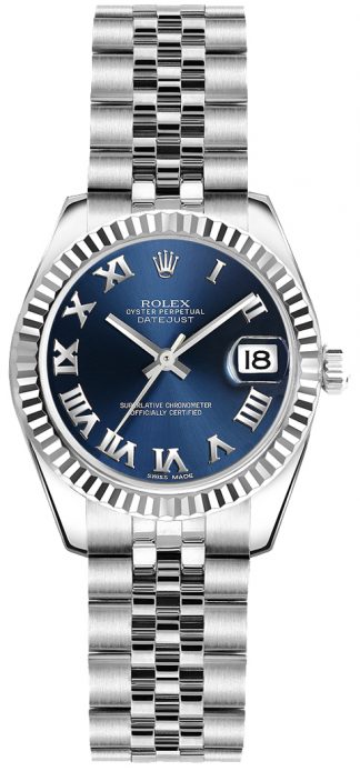 replique Rolex Lady-Datejust 26 cadran bleu à chiffres romains 179174