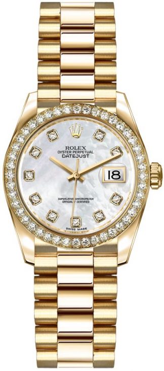 replique Rolex Lady-Datejust 26 cadran nacre diamant montre en or 179138