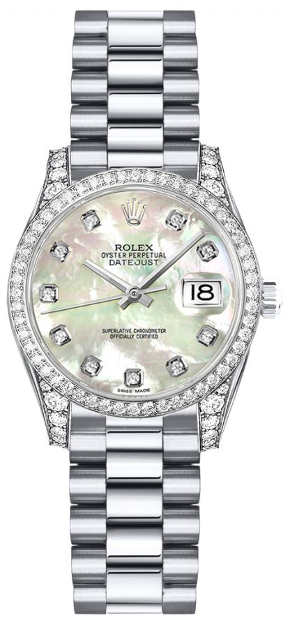 replique Rolex Lady-Datejust 26 cadran nacre diamant montre en or 179159