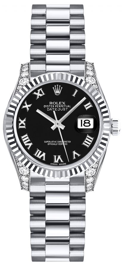 replique Rolex Lady-Datejust 26 cadran noir à chiffres romains 179239