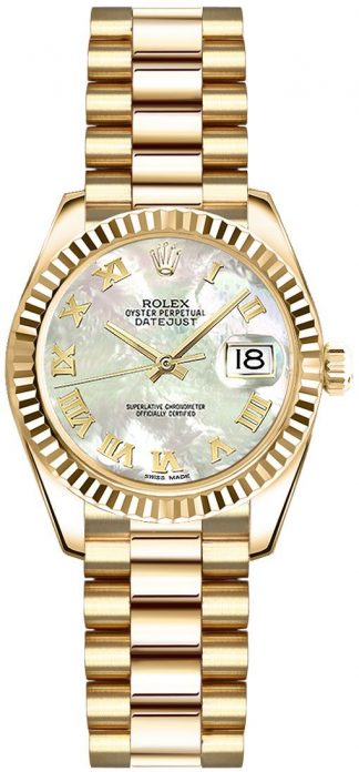 replique Rolex Lady-Datejust 26 nacre montre à chiffres romains 179178