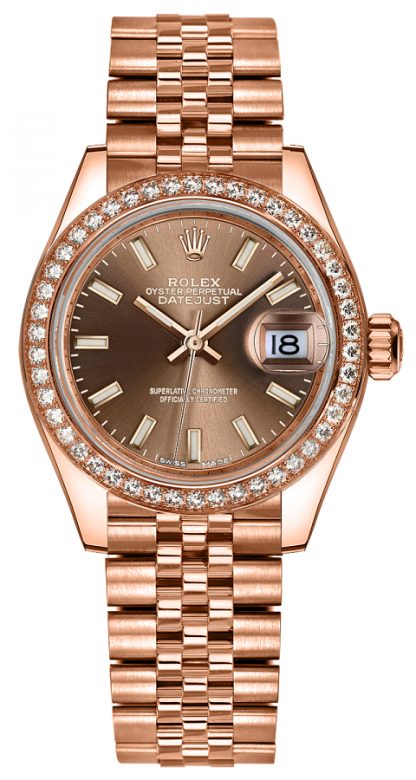 replique Rolex Lady-Datejust 28 Gold Diamond Watch 279135RBR