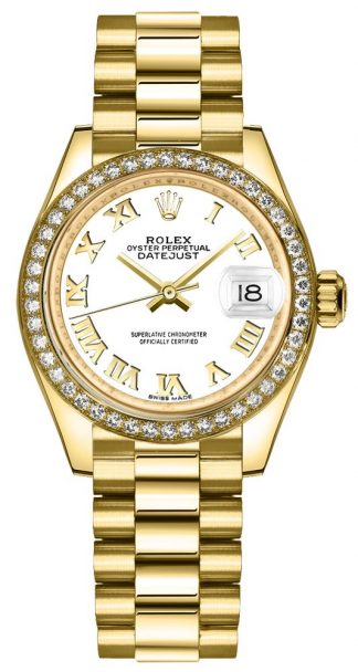 replique Rolex Lady-Datejust 28 Or jaune et diamants 279138RBR