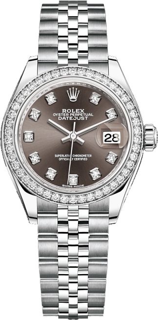 replique Rolex Lady-Datejust 28 Stainless Steel & White Gold Watch 279384RBR