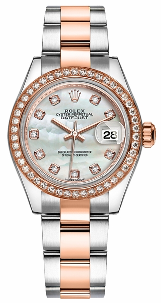 replique Rolex Lady-Datejust 28 nacre montre en diamant 279381RBR