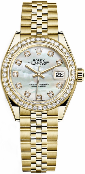 replique Rolex Lady-Datejust 28 nacre montre en or diamant 279138RBR