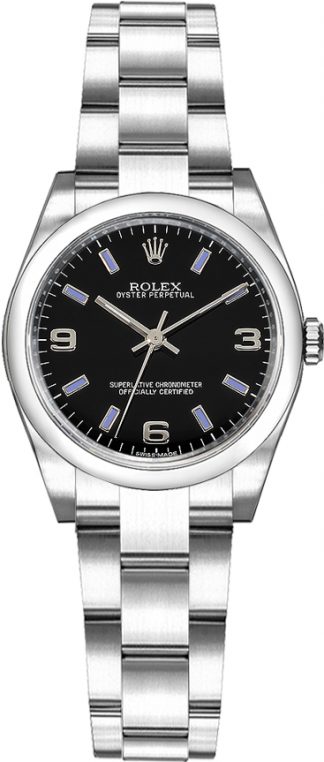 replique Rolex Oyster Perpetual 26 Oyster Bracelet cadran noir Montre 176200