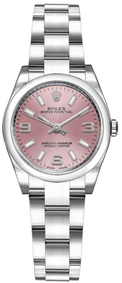 replique Rolex Oyster Perpetual 26 cadran rose lunette bombée 17676