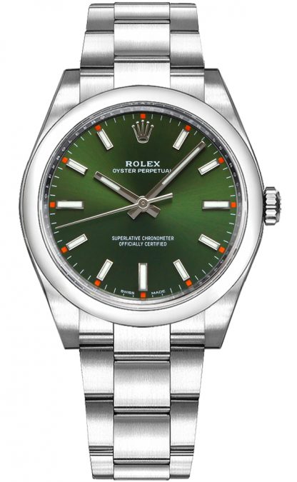 replique Rolex Oyster Perpetual 34 cadran vert montre de luxe 114200