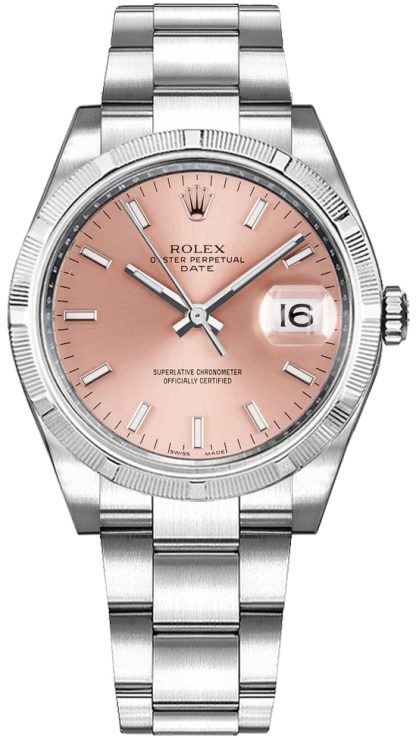 replique Rolex Oyster Perpetual Date 34 cadran rose montre automatique suisse 115210