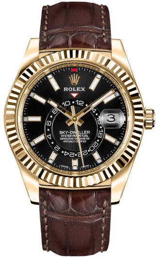 replique Rolex Sky-Dweller Black Dial Men's Watch 326138