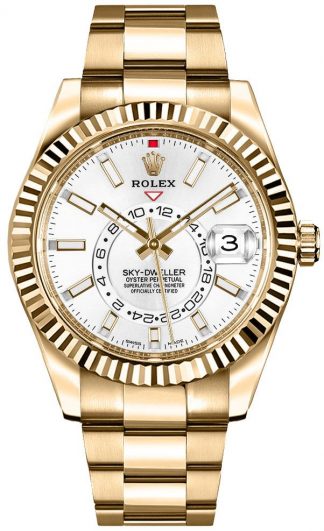 replique Rolex Sky-Dweller Gold Men's White Dial Watch 326938