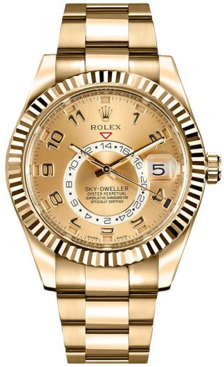 replique Rolex Sky-Dweller Men's Gold Watch 326938